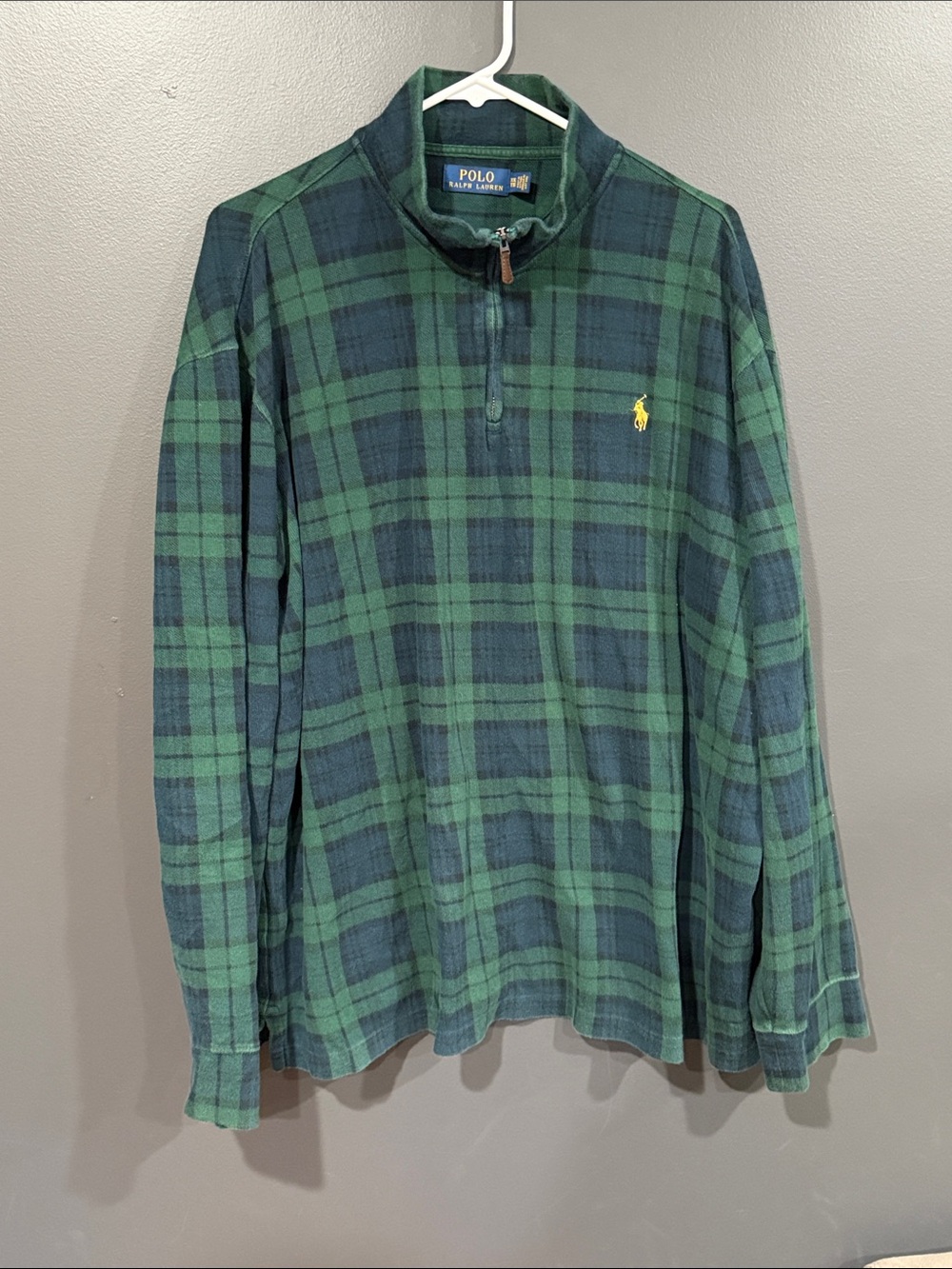Polo by Ralph Lauren Green & Navy Plaid Quarter-Zip Pullover
